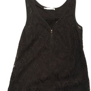 Lace tank with zip detail